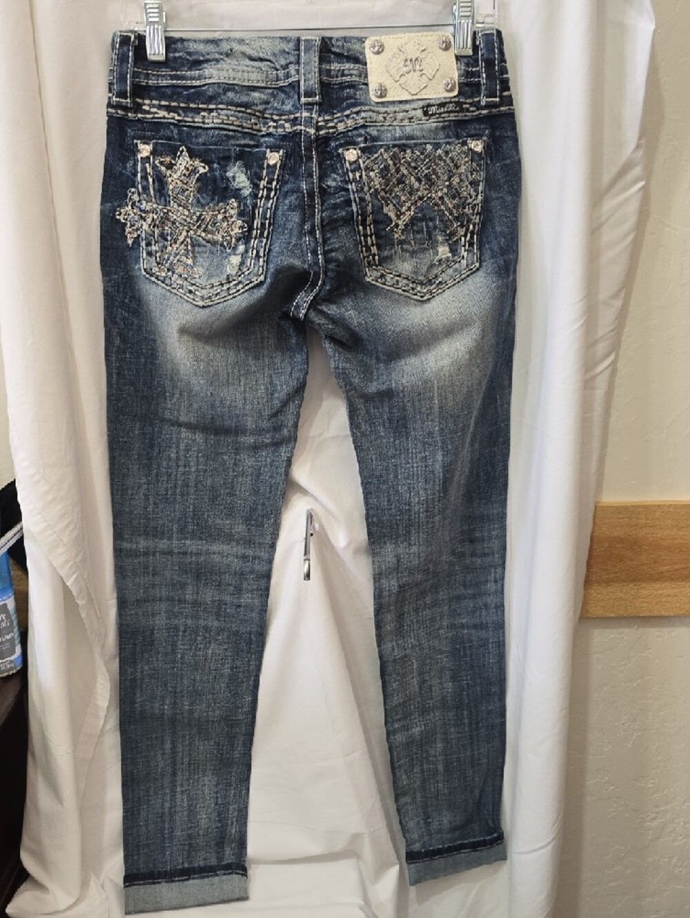 Miss Me Blue Faded Distressed Skinny Jeans - Picture 8 of 11